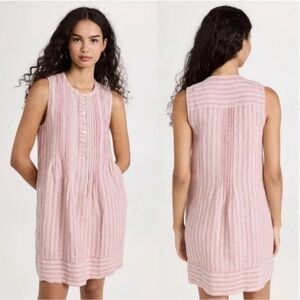 Faherty Cinque Terre Pink Striped Sleeveless Linen Dress size XS